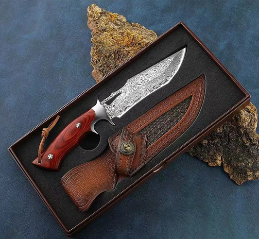 Handcrafted Damascus Steel Knife with Rosewood Handle