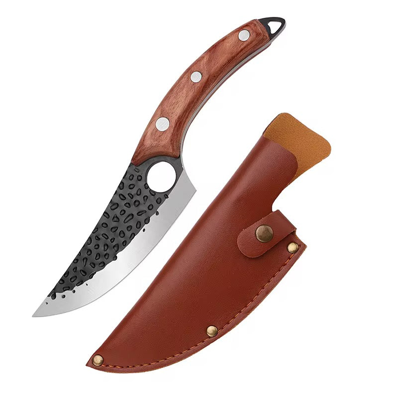 Premium Fixed-Blade Knife with Leather Sheath