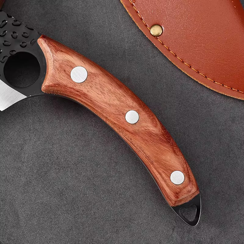Premium Fixed-Blade Knife with Leather Sheath