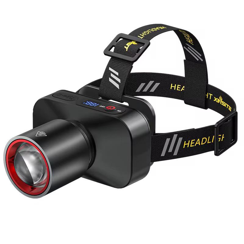 🔦 Rechargeable Zoom Hunting Headlamp (USB-C) – Long Range LED Light colour: white laser(digital display wiring+800mah