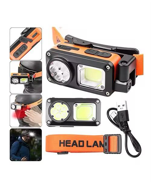 🔦 Rechargeable LED Headlamp – Motion Sensor Tactical Headlight